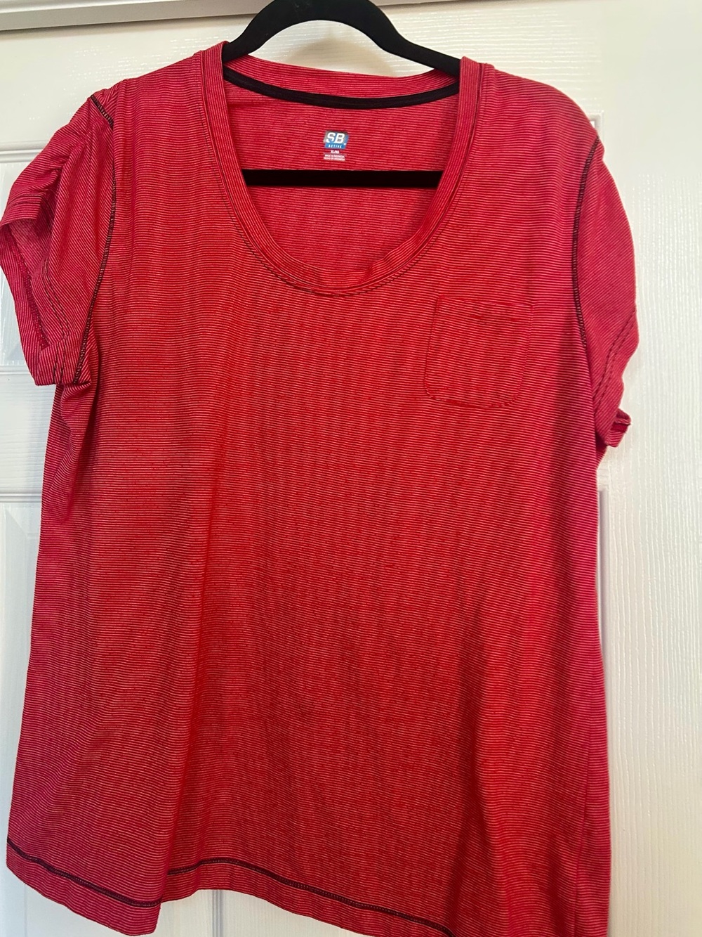 SB Active Red Scoop Neck Short Sleeve Women's Workout Top T-Shirt XL